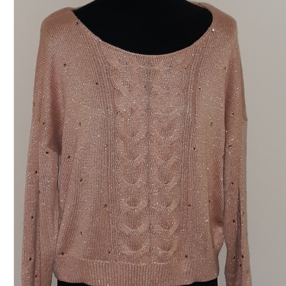 Soho Jeans Peach Metallic Rhinestone Knit … - Picture 4 of 8